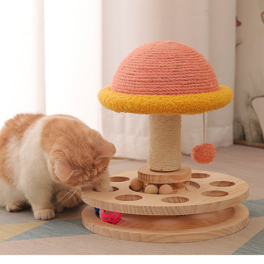 Solid Wood Turntable Cat Sisal Grinding Toy