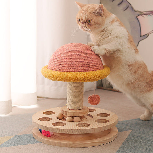 Solid Wood Turntable Cat Sisal Grinding Toy